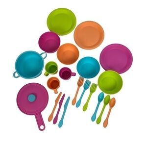 KIDKRAFT Children’s Kitchen Set 22 Pieces Some Missing Multi Color Plastic Clean
